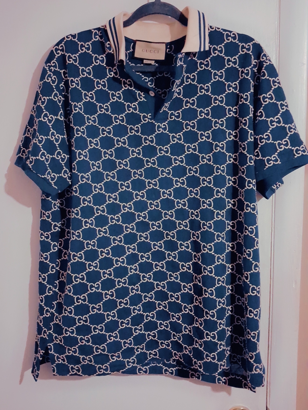 This is a Gucci GG Monogram Jacquard Polo Shirt - Picture 7 of 9